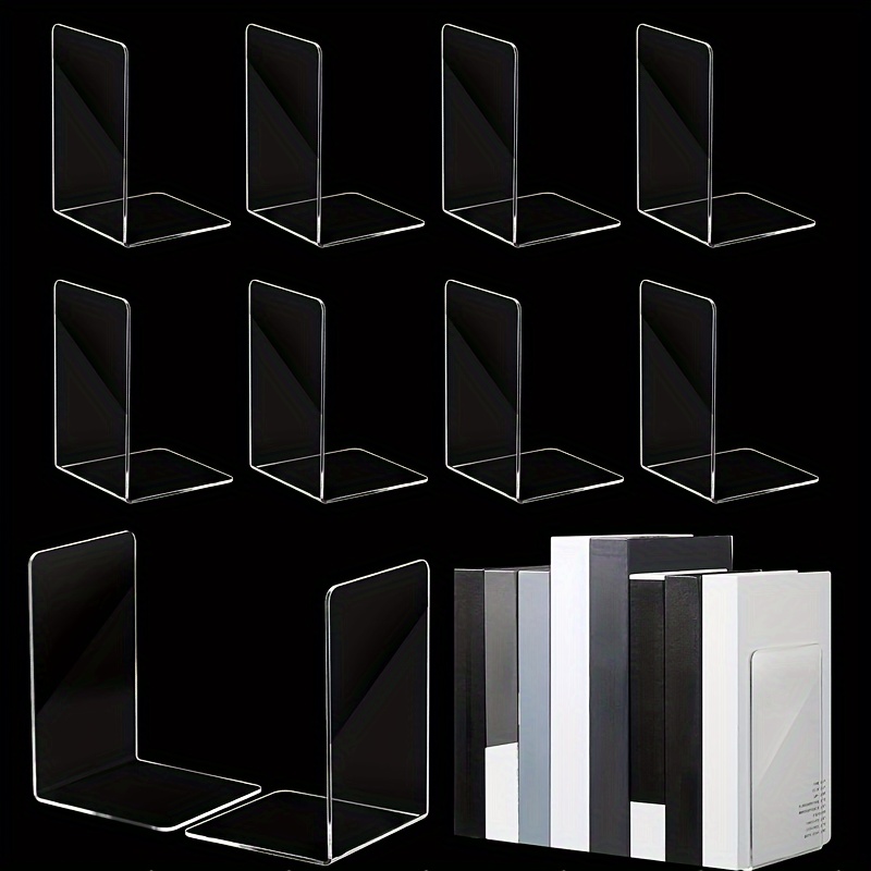 

4/6pcs Transparent Acrylic Book Display Stand, Desktop Acrylic Book Storage Rack, Transparent Book Stand Bookshelf Suitable For Office, Home, Retail Store