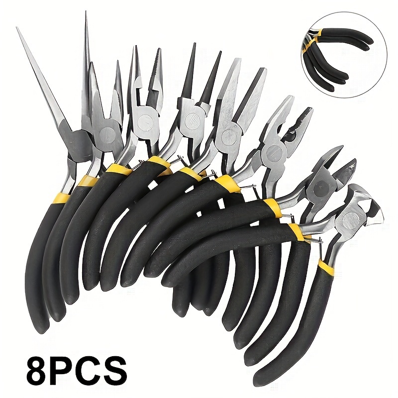 

8pcs Round Curved Needle Nose Mini Jewelry Pliers - Diy Craft Tools Kit For Jewelry Making And Repairing, Precise And Comfortable Grip