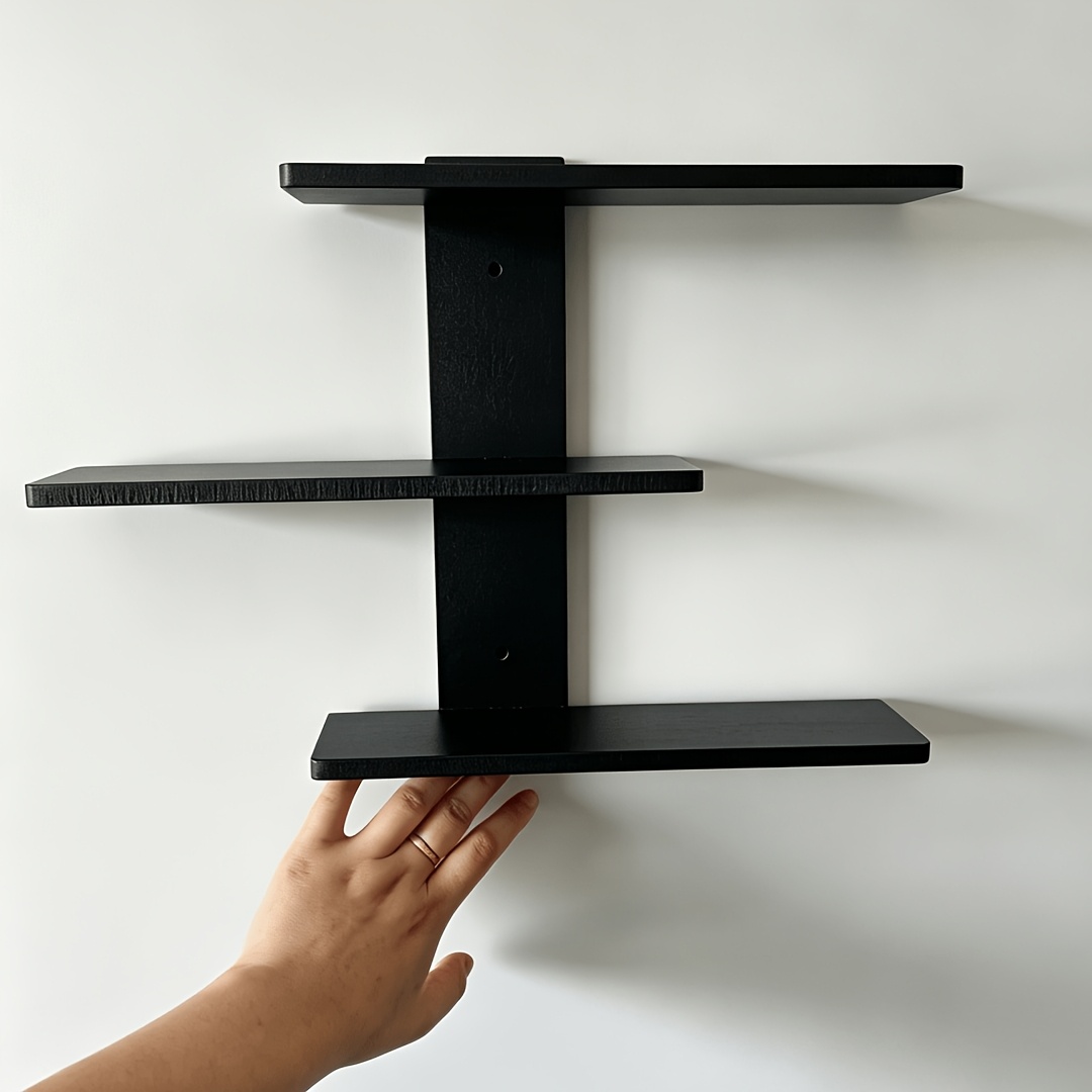 TEMU Jpek 3-tier Floating Shelf Wall-mounted Shelf Unit - Waterproof Plastic Shelves Suitable For Renters, Large Capacity Space-saving Storage Shelf