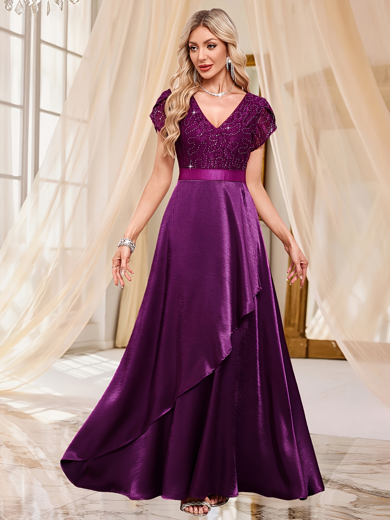 dark purple formal dresses australia Hi Low Satin Dress main image 0