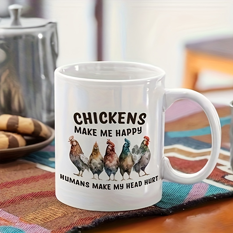 

1, Fun Coffee Cup, 11 Oz Ceramic Coffee Cup, Water Cup, Summer And Winter Beverages, Chicken Enthusiast Cup, Best Gift For Friends