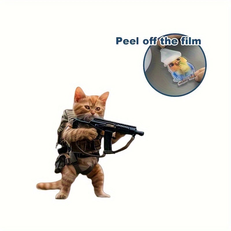 1 шт. акрилова брелок кіт з пістолетом, 2d мультяшний  , простий  , модний аксесуар для автомобілістів, рюкзаків, сумок та святкових подарунків детальніше 4