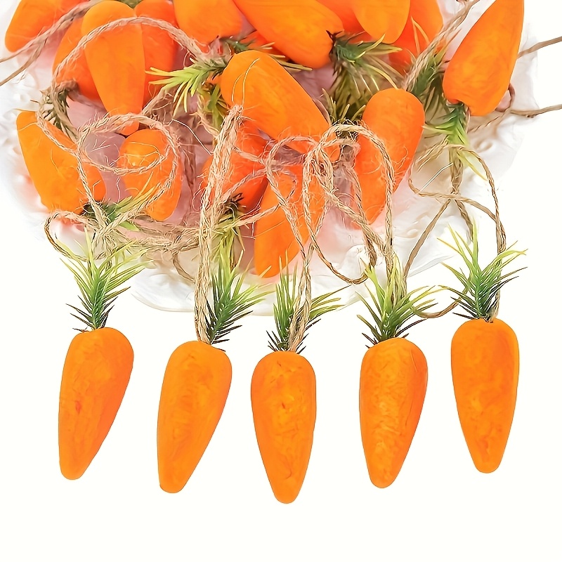 

12pcs Easter Ornaments, Artificial Plastic Hanging Pendants For Home Decor, Tree Decoration, Party Supplies, Party Ornaments | Realistic Carrots | Plastic Construction