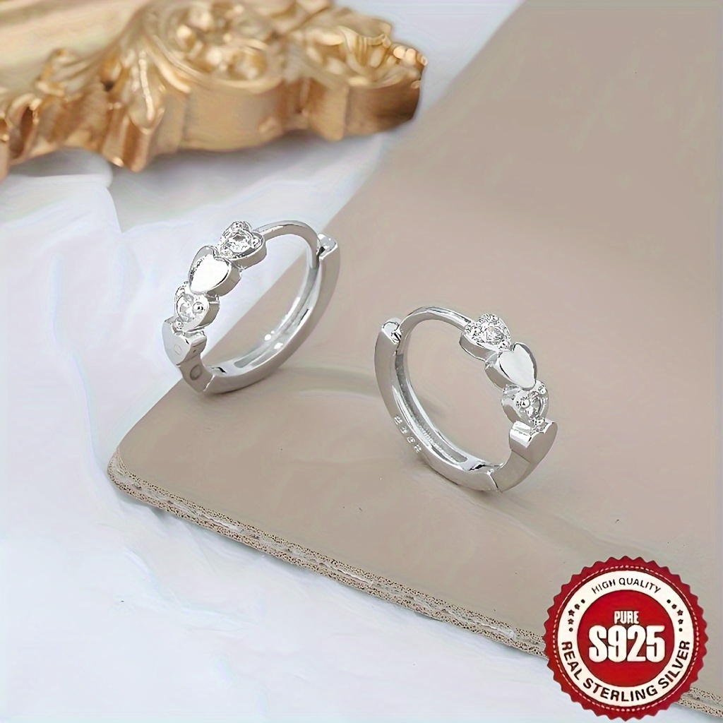 

1 Pair Of S925 Silvery Fashion Trend, Retro Casual And , Simple Light Luxury, Rhinestones, , Mini Light Luxury, Simple Luxury Earrings, Earrings, Earrings,