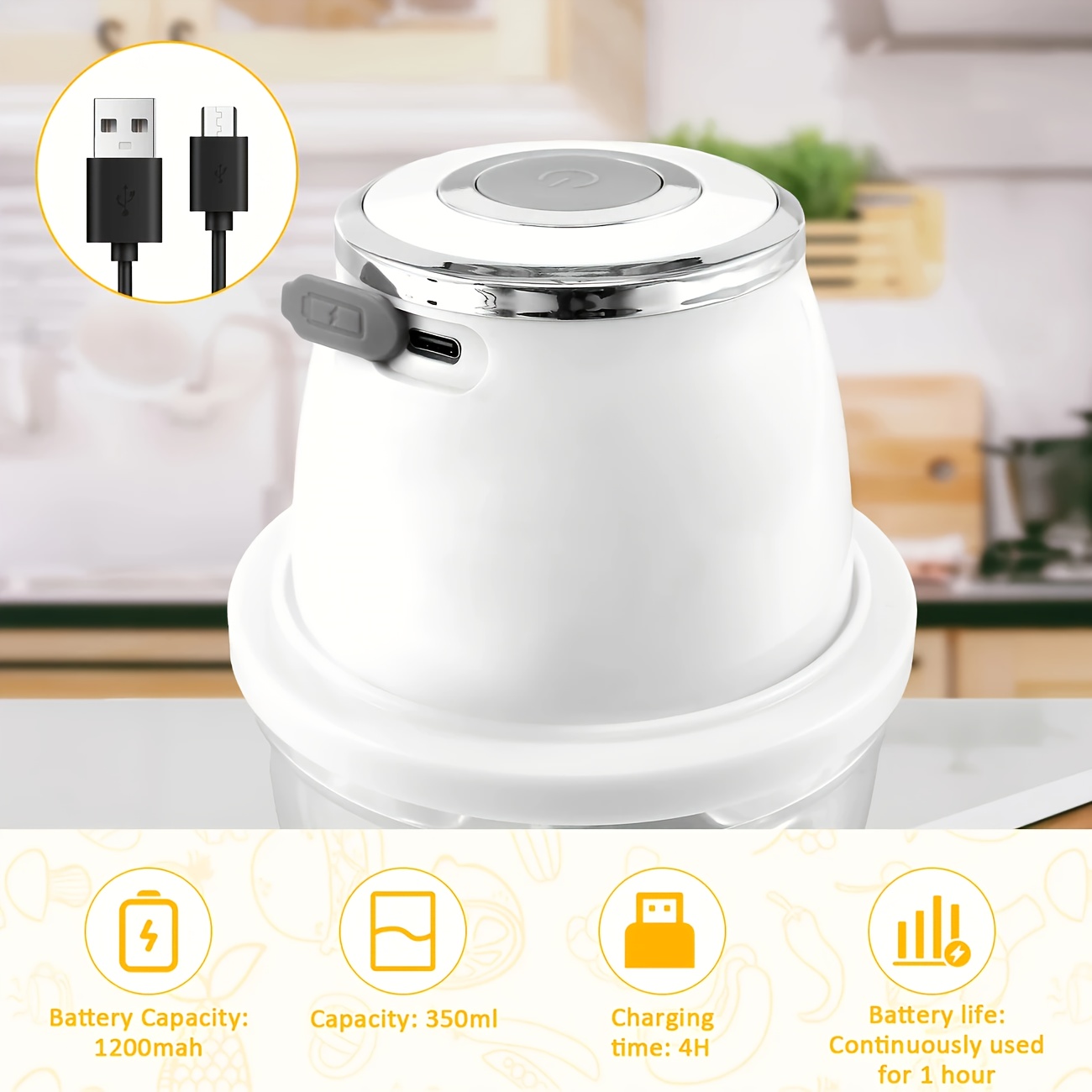 electric garlic chopper mini   chopper garlic grinder onion chopper blender to vegetables wireless food processor for ginger chili fruit meat etc Product details 7