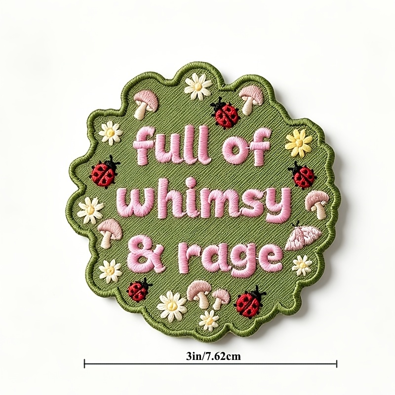 TEMU 1pc Of Embroidered Patch And Anger, Cottage-style Mushroom And Ladybug Three-dimensional Decoration, Adhesive Embroidery Patch