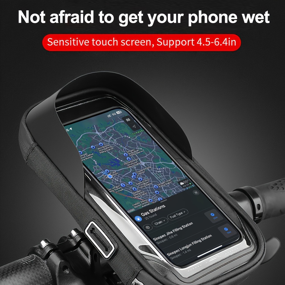 

Support de Téléphone Rotatif à 360° pour Guidon de Vélo & Moto - Étanche, Compatible Écran Tactile avec Pare-Soleil, à Double Fermeture Éclair pour Téléphones de 4.5-6.4