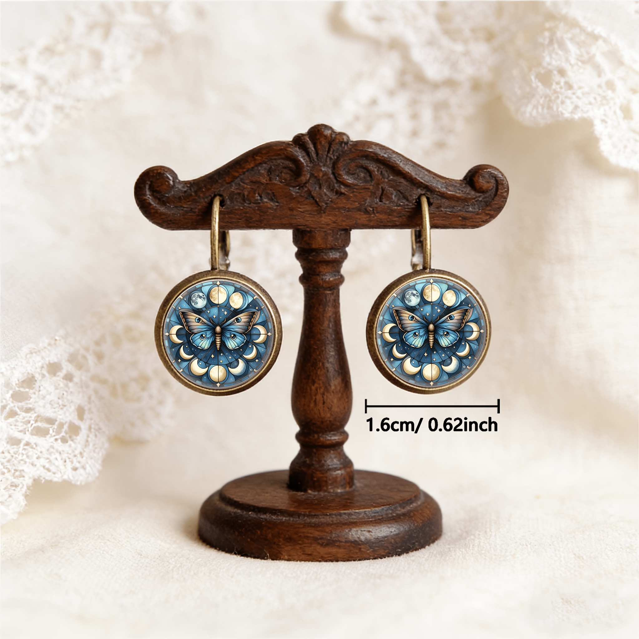 2pc Butterfly Moon Stars Pattern Earrings Set