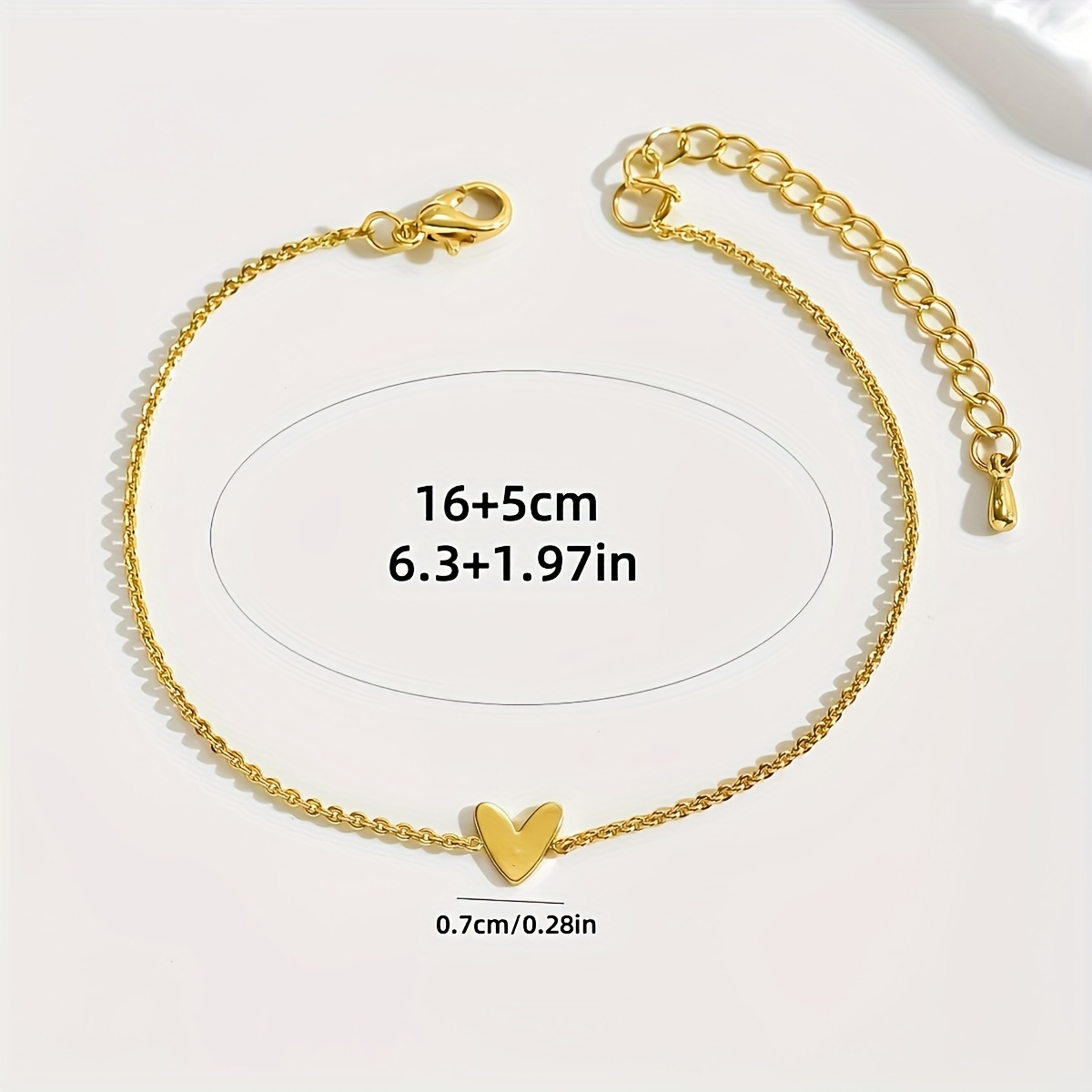 Heart Charm Bracelet Iron Crafted Adjustable Chain for Daily Wear