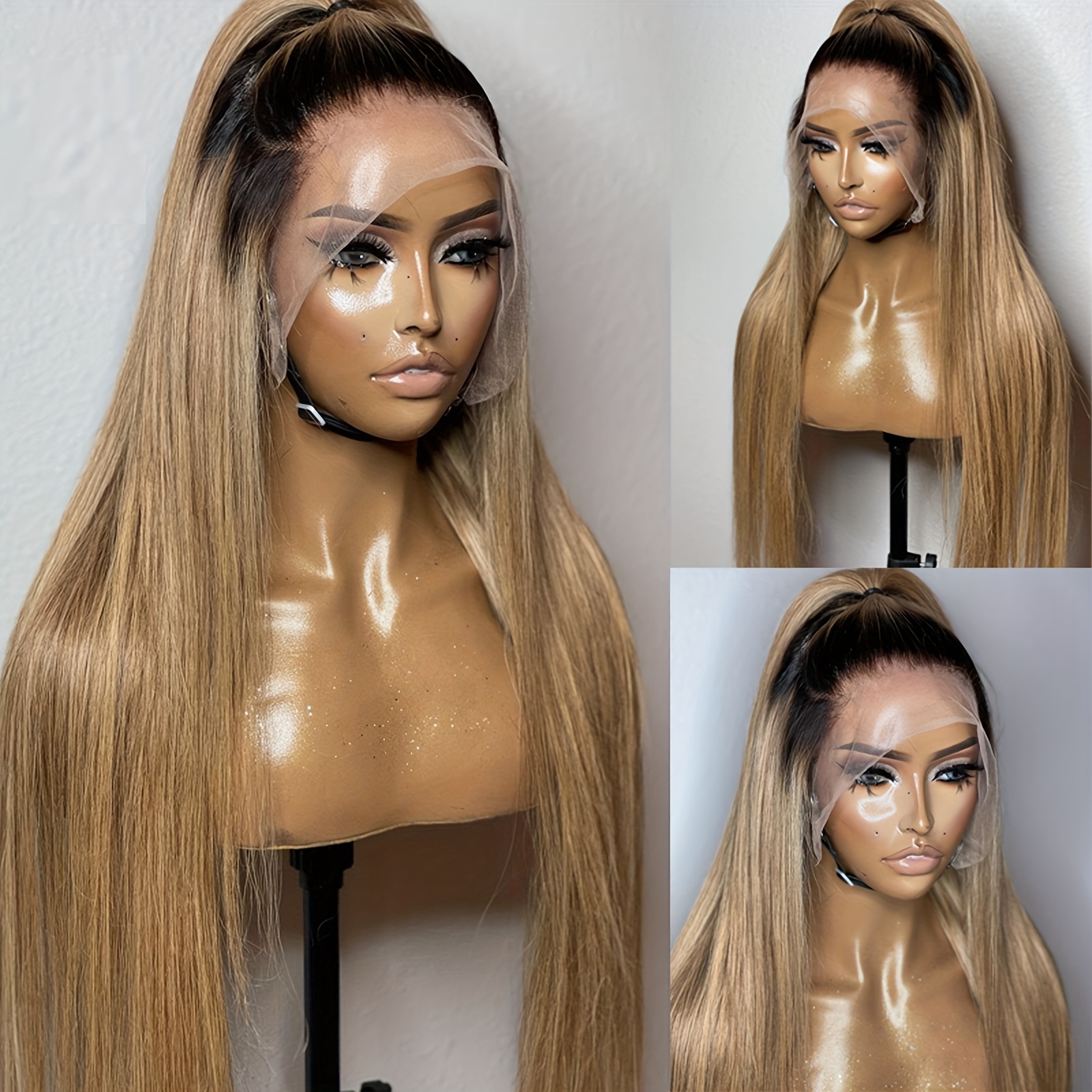 

13x4 Ombre Brown Straight Lace Front Wig Lace Front Wig Wavy Lace Frontal Wigs Honey Blonde Wigs For Women 26 Inch