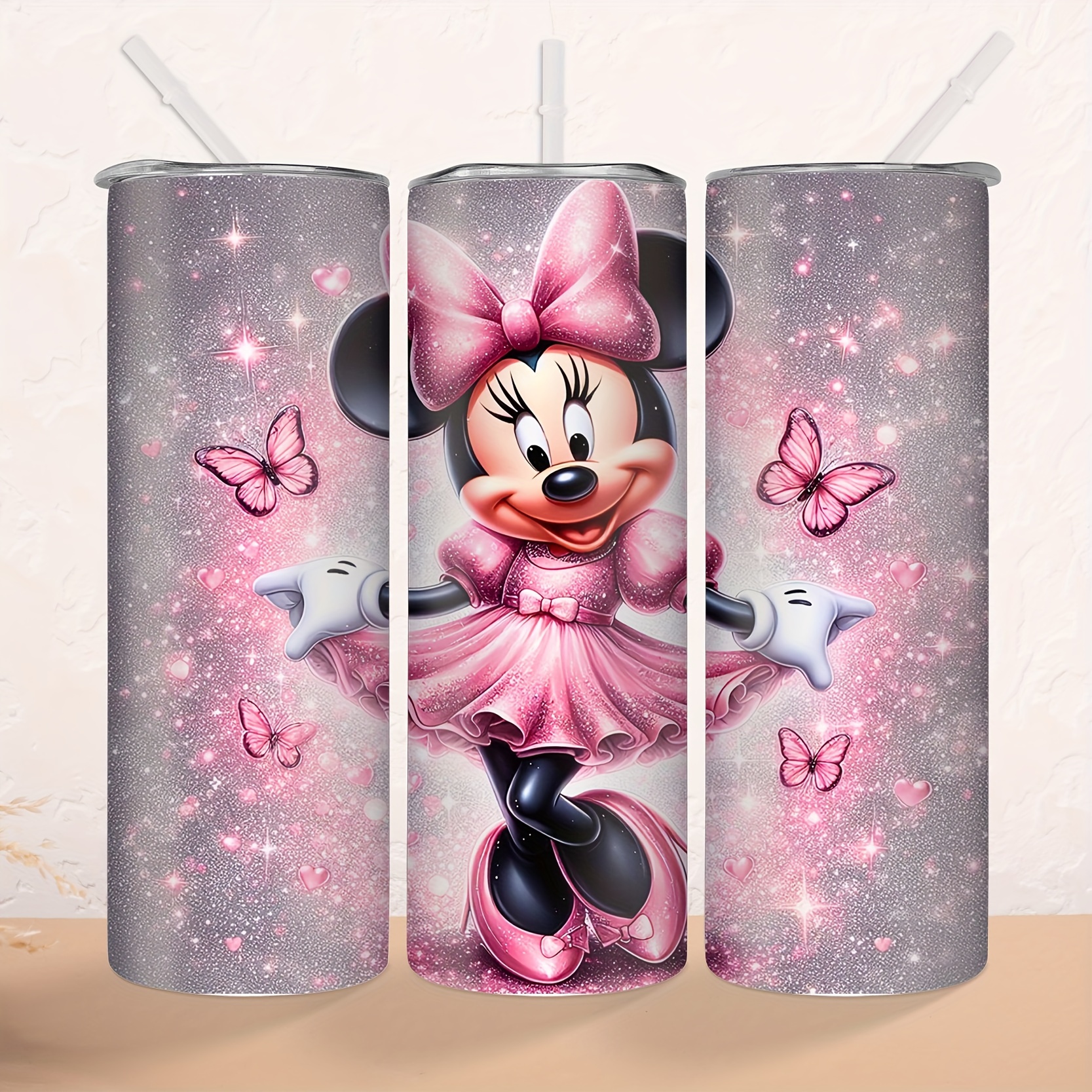 

1pc, Disney Mouse Tumbler With Lid And Straw, 20oz Stainless Steel Water Bottle, Insulated Straight Water Cups, Summer Winter Drinkware, Outdoor Travel Accessories