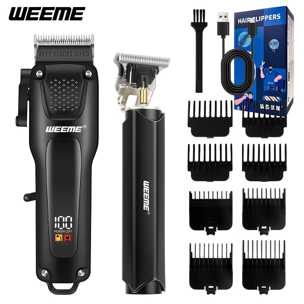 TEMU Weeme Men's 2pcs Hair Grooming Kit, Cordless Rechargeable Hair Clipper With Led Screen, Outliner Trimmer, Ideal Birthday Holiday Gift For Him