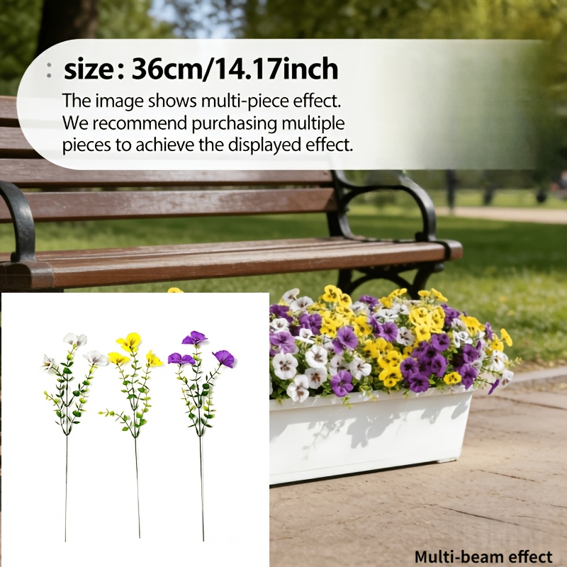 Set Of 50 Uv-resistant Artificial Pansy Bouquets, Perfect For Home Decor With Faux Flowers, Suitable For Outdoor And Indoor Settings. Great For Decorating Yards, , Gardens, And Window Boxes