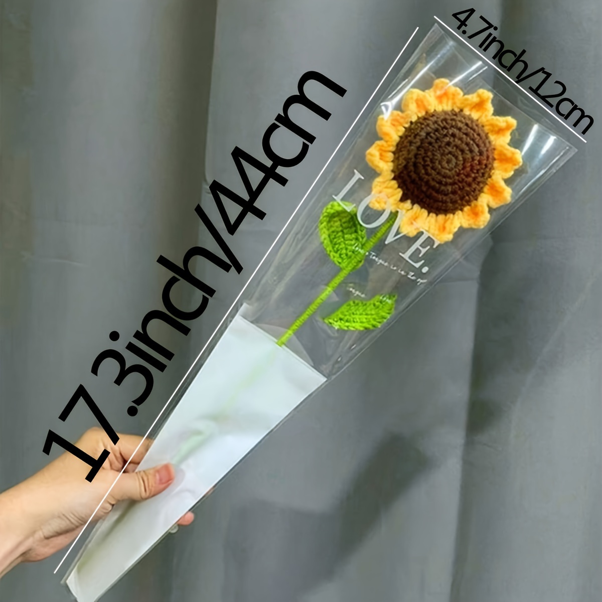 E-shop 1 Beutel, Gestrickte Künstliche Sonnenblumen für Herbstdekoration, Geschenke, Handgehäkelte Sonnenblumen-Zentrumstücke, Handgemachte Blumen für