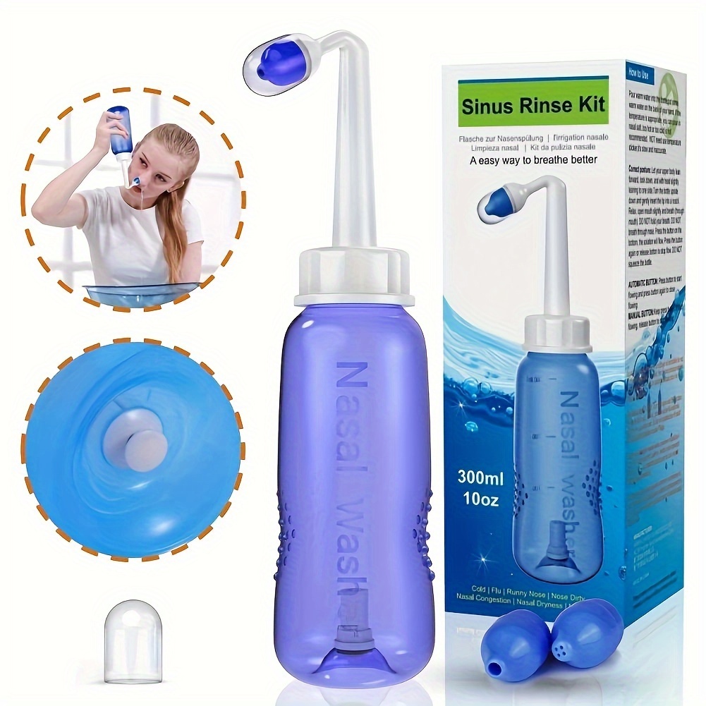 Carllg Neti Pot - Nasal Irrigation Wash Bottle, Sinus Rinse Salt Packets,  Nettie Pot Kit for Adult & Kid (300ml Bottle…