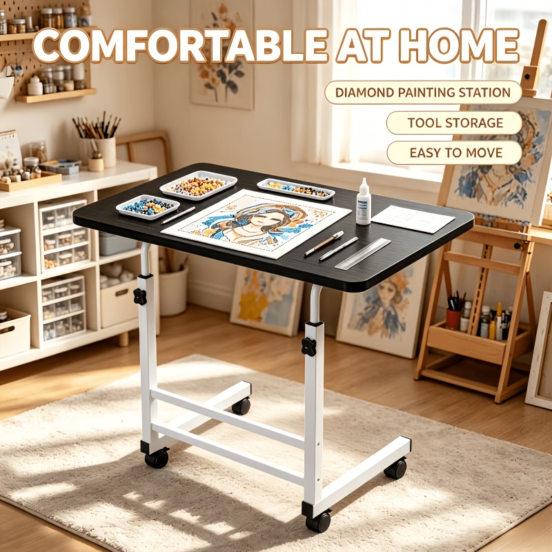 TEMU Diamond Painting - Retractable 125pcs Diamond Paintings, Upgraded Height Adjustable Table - With Lockable Wheels, Suitable For Storage Of
