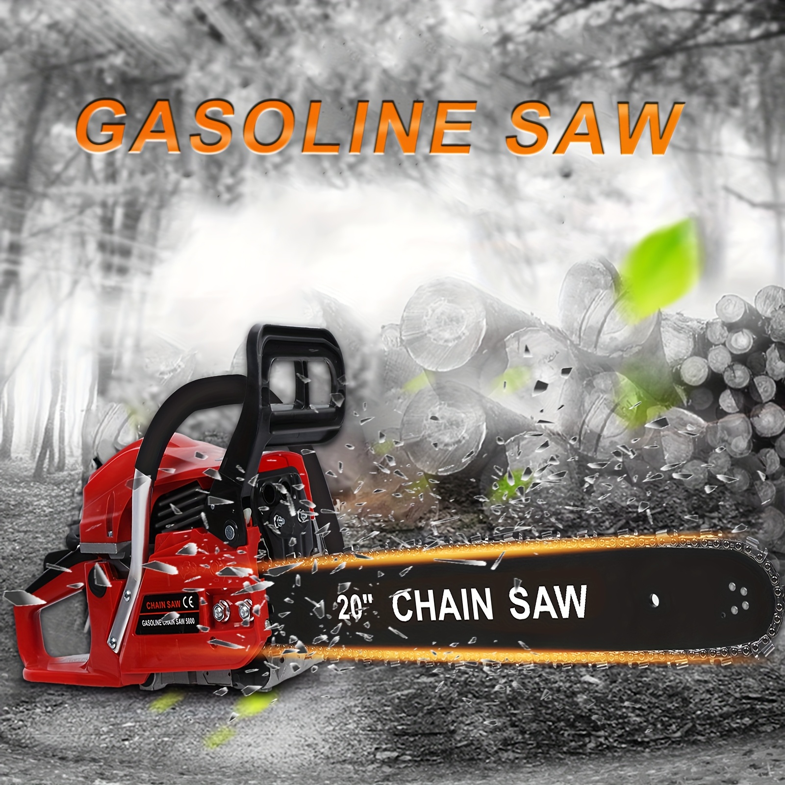 

20 Inch Gas Chainsaw, 58cc 2-stroke Gas Powered Chainsaw, Handheld Cordless Chainsaw, Saw For Wood Cutting And Tree Trimming