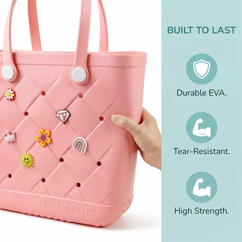 stylish tote bag with decorative buckles high quality extra large eva beach bag versatile beach bag the beach shopping sports and as a toiletry bag fathers day gifts vacation july 4th u s Product details 8