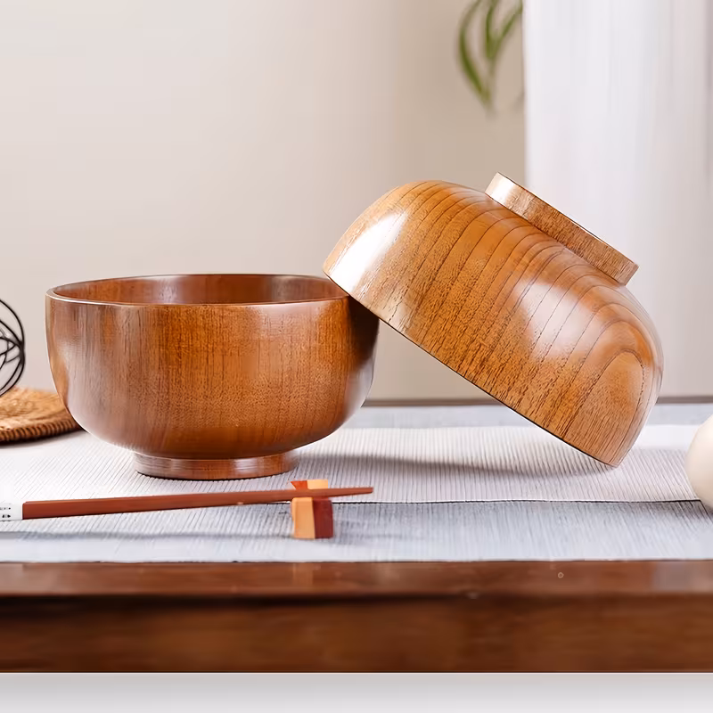 handcrafted solid wood round bowls large salad bowls noodle bowls soup bowls dessert and fruit salad bowls vintage wood bowls for home kitchens and hotel restaurants Product details 2