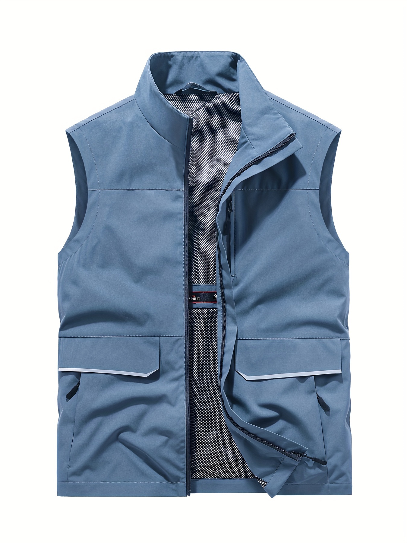 Zipper Pockets Cargo Vest Men's Casual Outwear Zip Vest - Temu Canada