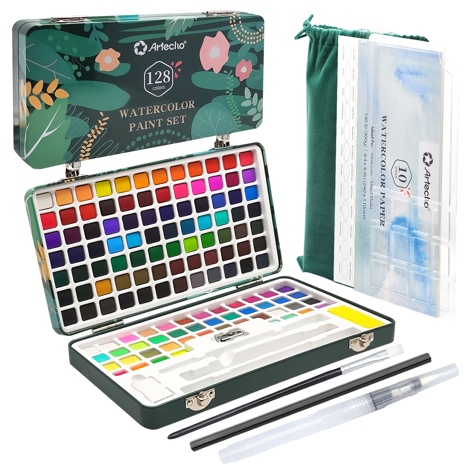 TEMU Watercolor Paint Set 128 Colors, Paint Adult Set With Watercolor Papers And Brushes, Perfect Watercolor Kit For Beginners & Professionals