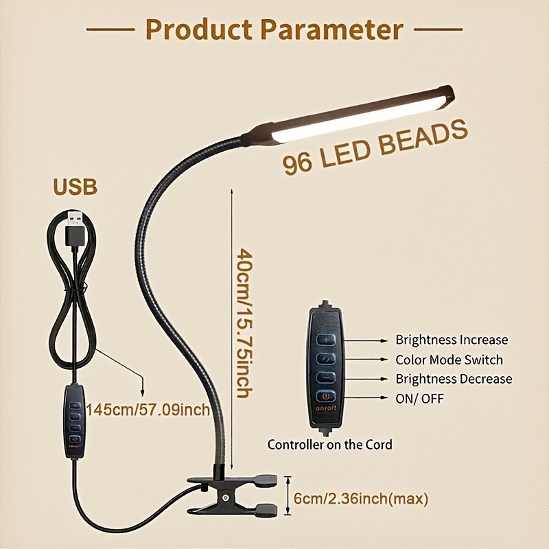 USB Clip-On LED Desk Lamp – Adjustable 3-Color Reading Light with 360° Flexible Gooseneck for Study, Bedroom & Office — Zaynora Luxury Marketplace