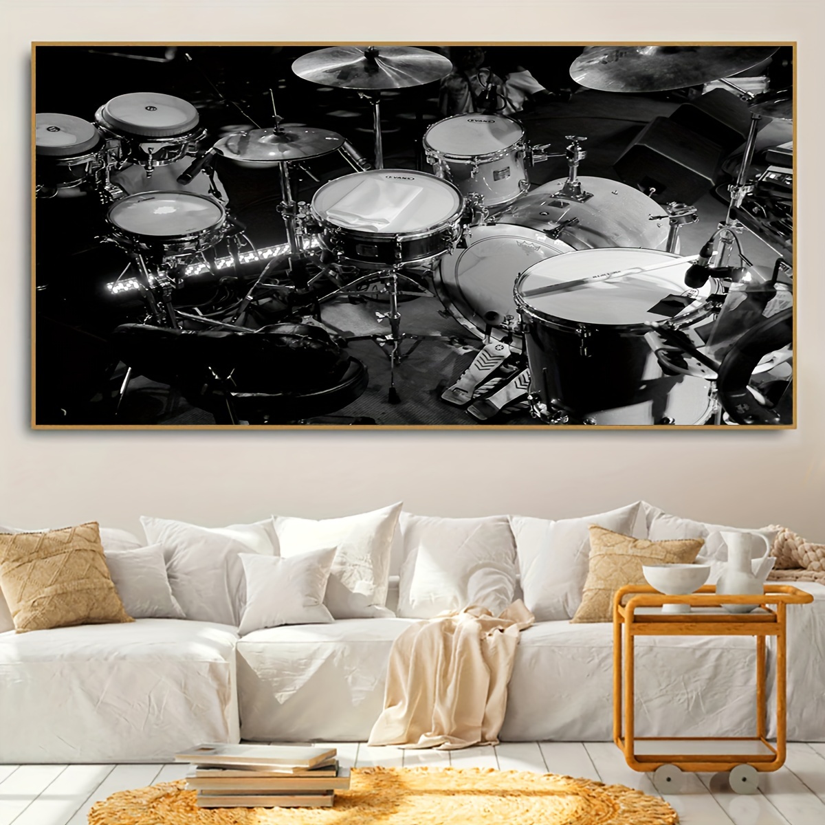 

1pc Unframed Canvas Poster, Modern Art, Musical Instrument Drum, Ideal Gift For Bedroom Living Room Corridor, Wall Art, Wall Decor, Winter Decor, Room Decoration