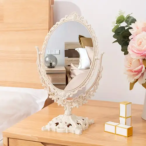 1pc Vintage Doppelseitiger Spiegel, Kosmetikspiegel Stehender  Schminkspiegel Tischspiegel mit Ständer für Schlafzimmer, Wohnzimmer Dekor,  Home Decor