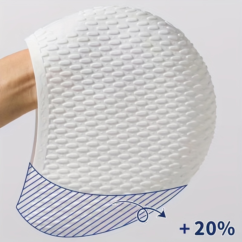 TEMU Bonnet de natation extra-large en silicone pour femme - Super extensible, imperméable et coupe confortable | Protection des oreilles et à bulles