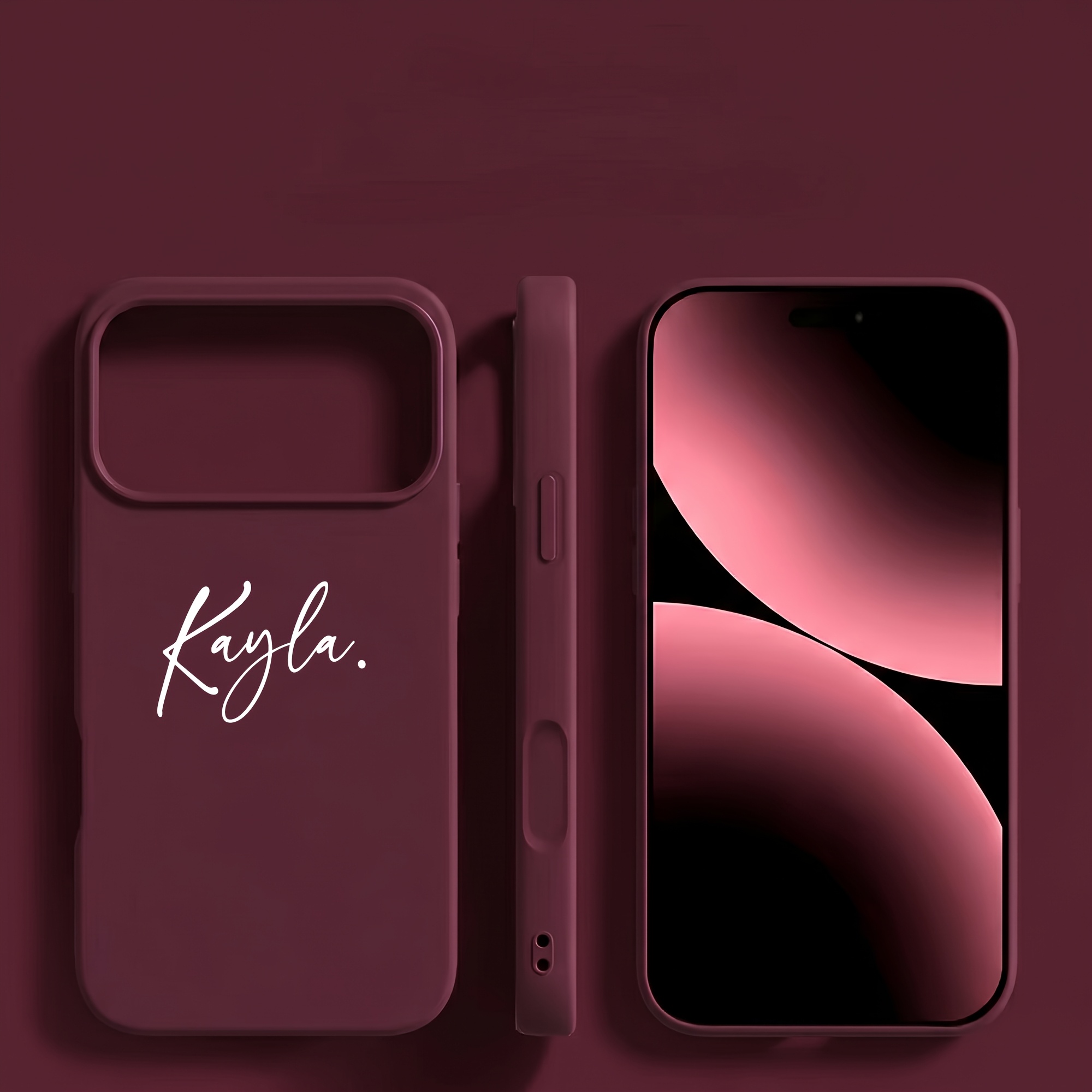 TEMU Phone Case - 1pc Solid Color Phone Case Personalized Custom Name Compatible With Iphone 18 17 16 15 Pro Max Liquid Shockproof Protective Cover