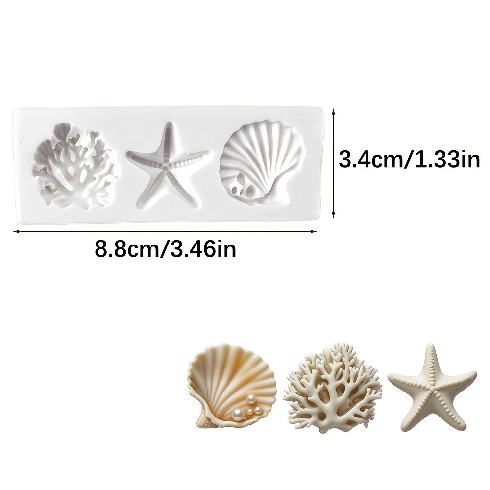 Mini Ocean-themed Resin Silicone Mold With 3- Seashell, Coral & Starfish Molds Suitable For Clay, Wax, Plaster Crafts, Diy Marine Decorations, Non- For Candles, Resin Crafts For Birthday Decorations