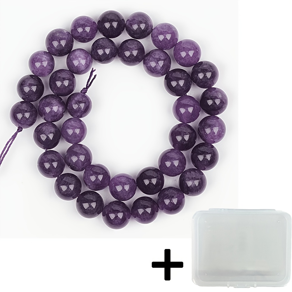 TEMU Grade 5a Natural Amethyst Chalcedony Beads With Storage Box, Perfect For And Crafts, Suitable For Making Bracelets, Necklaces, And Earrings. Are