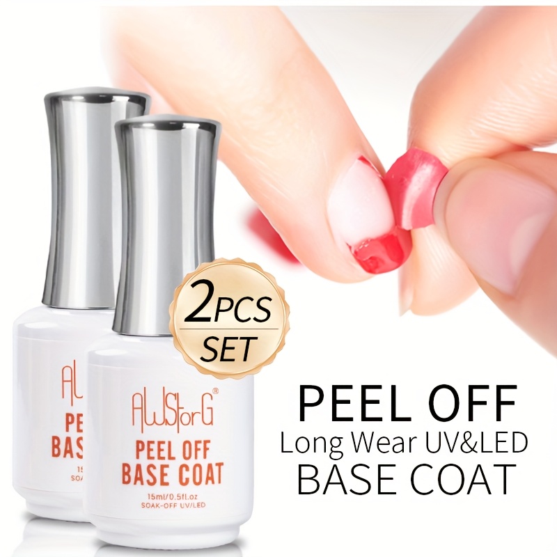 Image of Awstorg 2pcs 15ml Off Base Coat Easy To Off Long Wear Basic Nail Gel Polish Enamel Varnish Soak Off Nail Art Manicure