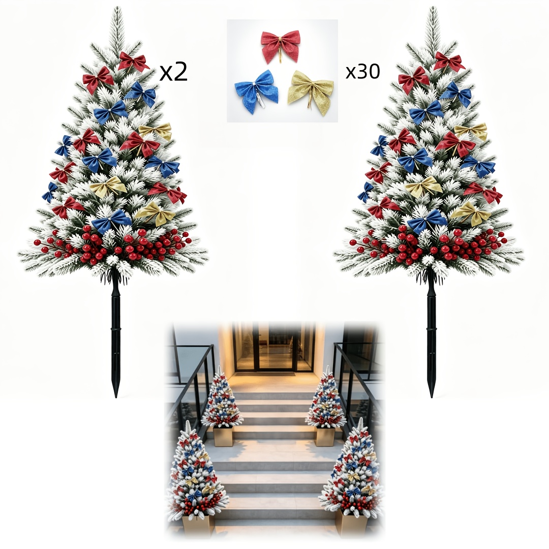 TEMU 2 pezzi - Albero di Natale artificiale grande a forma di , con rami diritti e allargati - Aghi densi, per soggiorno, armadio, giardino, della