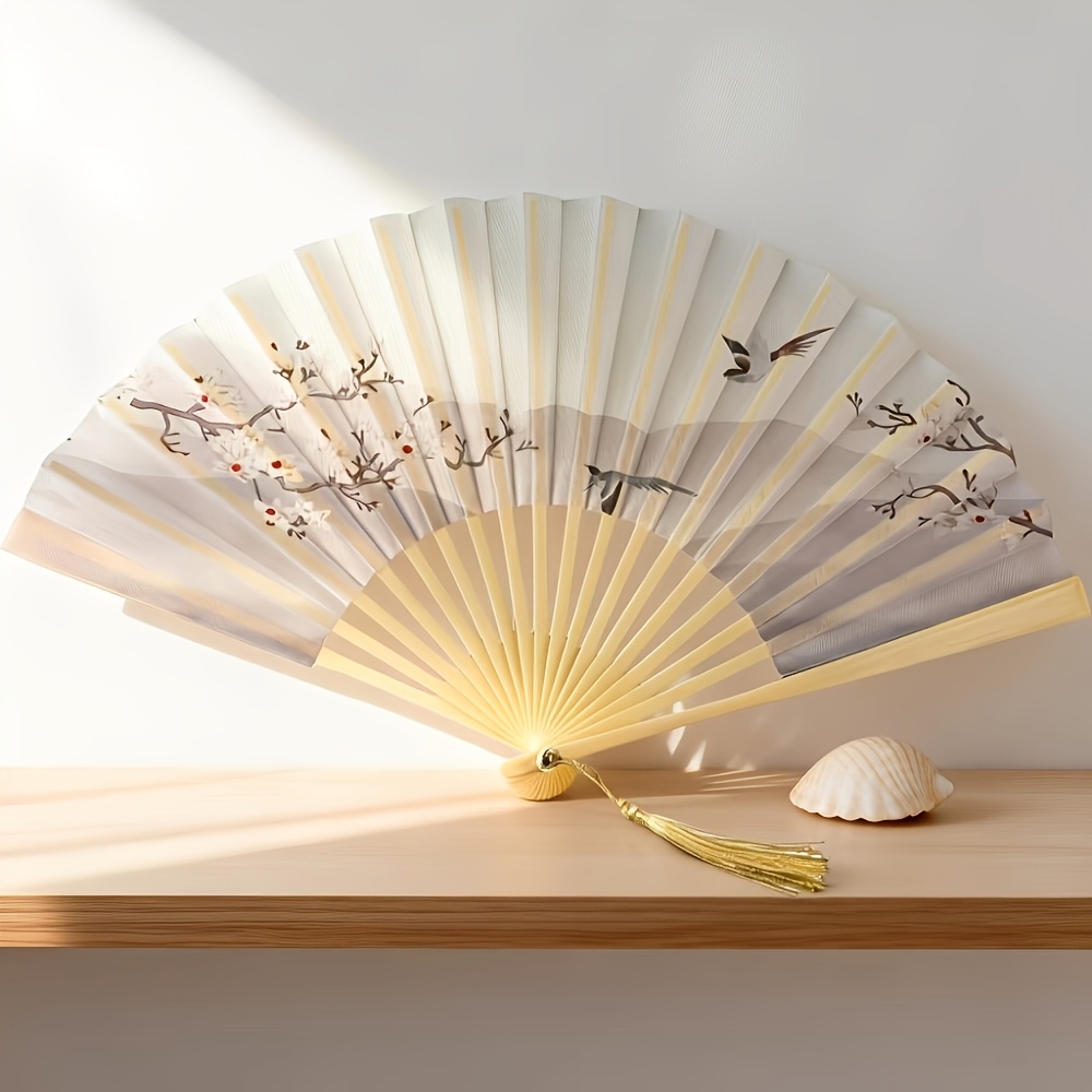 TEMU New Chinese-style Folding Fan, A Prop For Vintage Photography, Perfect For Summer Outfits With Hanfu, A Gift For Or Guests