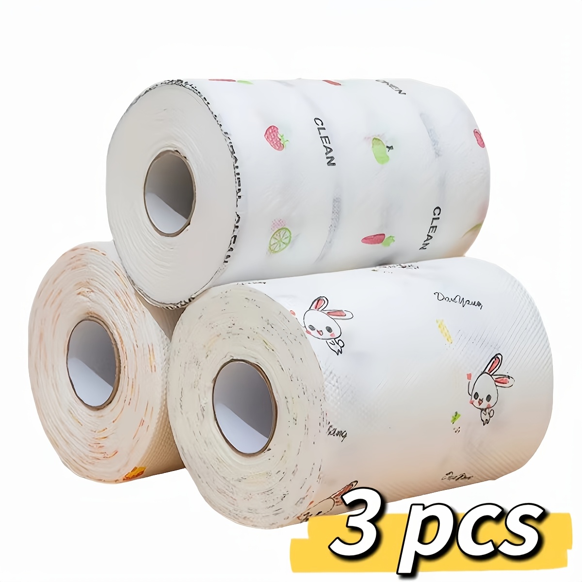 

3-pack Reusable Paper Towel Rolls, Washable Kitchen Tissues, Multi-functional Cleaning Cloths For Home, Living Room, Bathroom, Kitchen - Cleaning Supplies