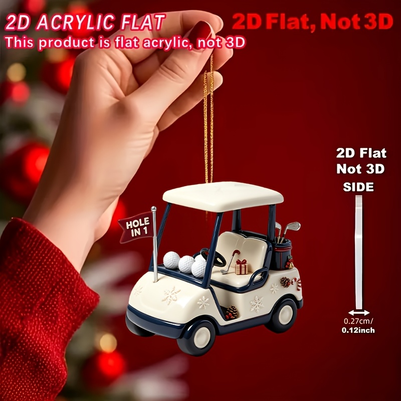 TEMU 2d Flat, 1pc Golf-themed "hole In 1" Ornament - Hanging Decoration Suitable For Cars, Bags, Wallets & Christmas Tree Decor With Hole-themed -