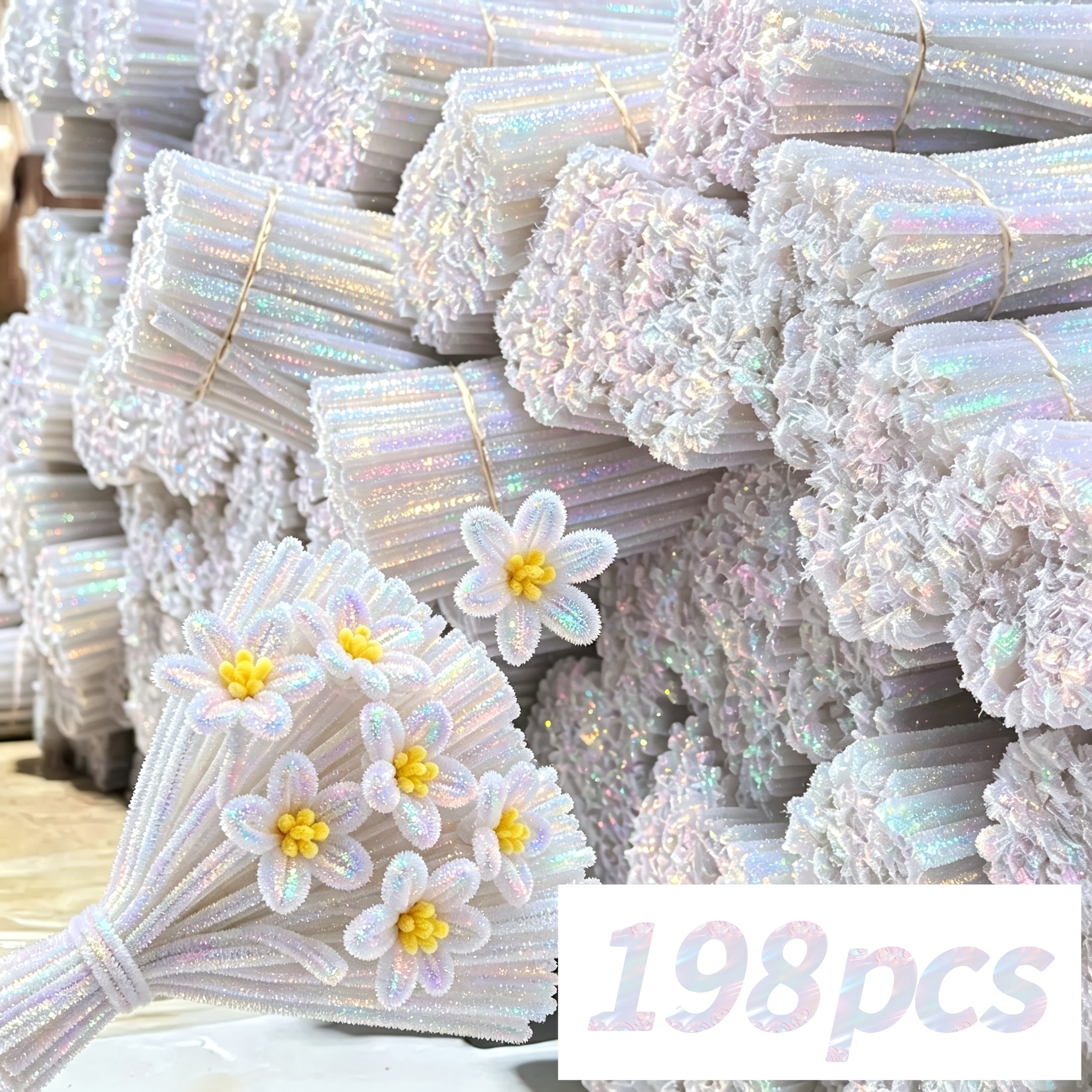 TEMU Kit de bricolage 198 pièces Série Tiges en Chenille, Nettoyeurs de Tuyaux Épaissis pour la Création de Lotus et de Nénuphar, la d'Artisanats de