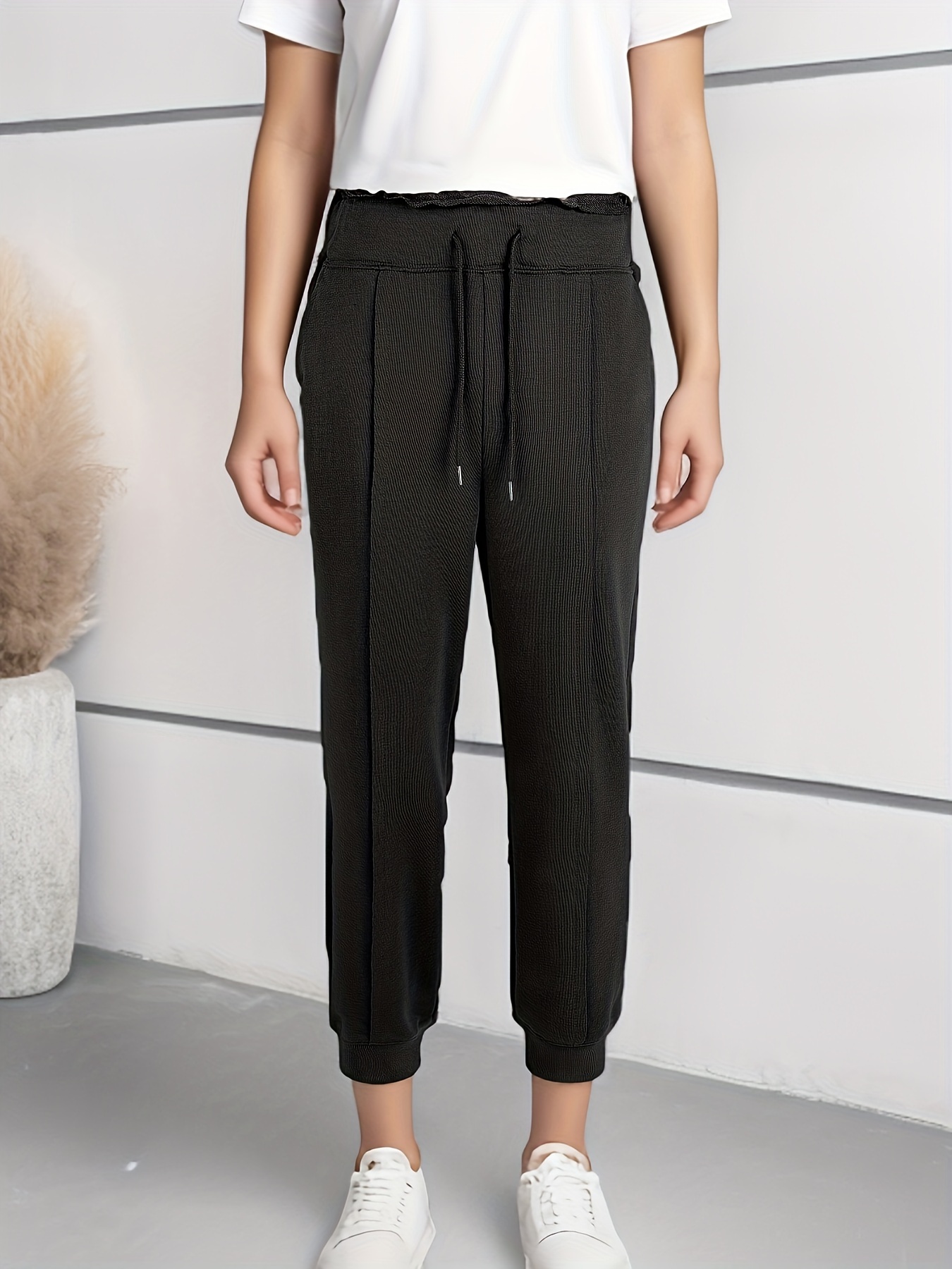 Women's Pants Fashion Sport Solid Color Drawstring Pocket Casual  Sweatpants, S-2XL
