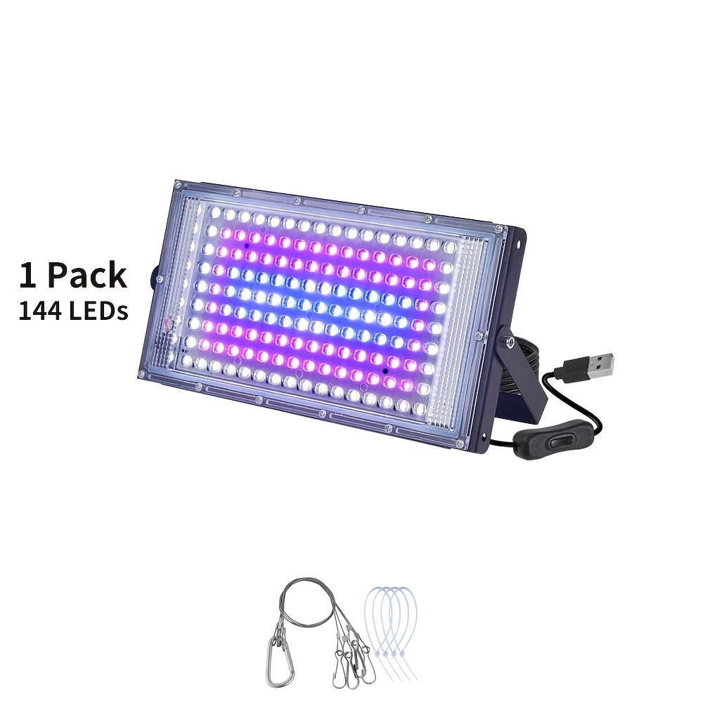 TEMU Paquete de 1-4 Lámparas de crecimiento de plantas de completo con 50/96/144 LEDs, utilizadas para el crecimiento de semillas de plantas de