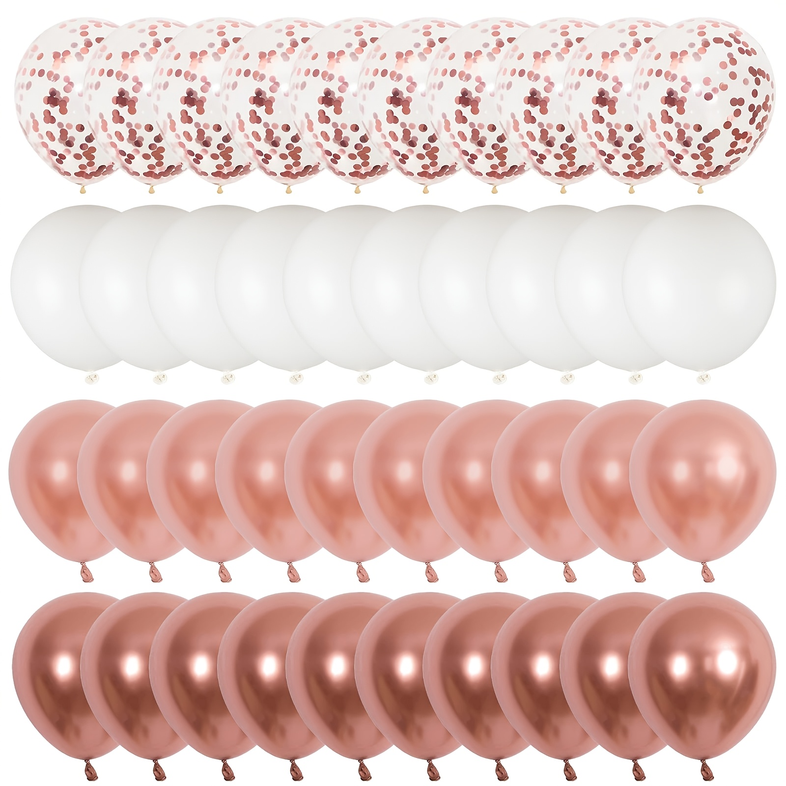TEMU 40pcs Rose Golden Themed Balloons, White And Rose Balloons, 12-inch Rose Golden Confetti, Suitable For Birthday Parties, Weddings, Graduations,