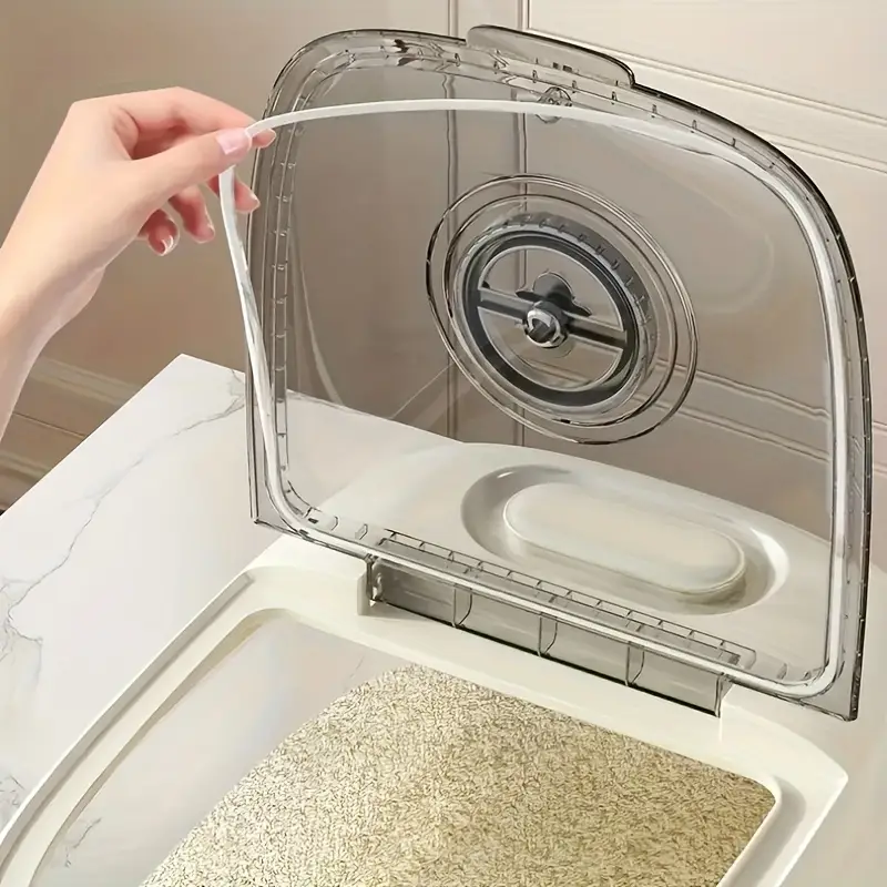 large capacity plastic rice storage container with handle and measuring cup lid reusable square grain dispenser suitable for rice flour and hand washable insect moisture proof seal kitchen storage solution transparent food storage Product details 2