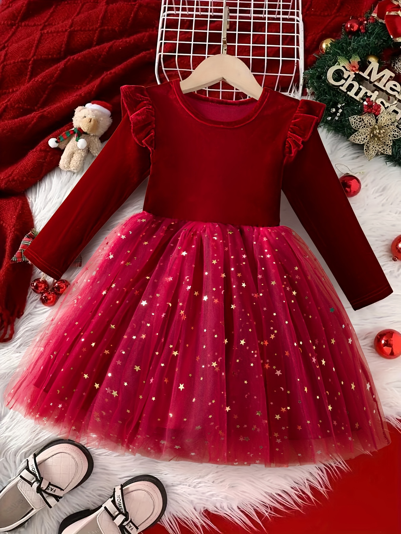 Girls Party Dress - Knee Length Princess Dress For Christmas, Holiday, Birthday, Special Occasions