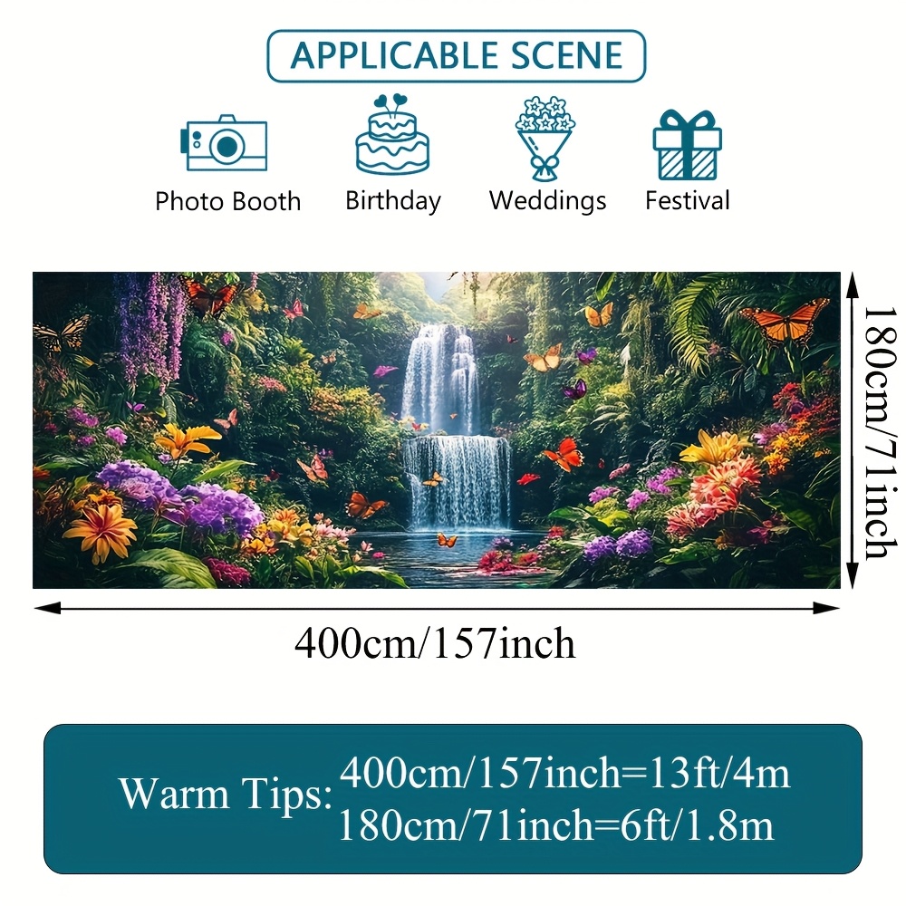 2D Flat - 2D Door Banner, 1pc Psychedelic Forest Waterfall Garage Door Banner - Vibrant 2D Flat Print, Large Polyester Fabric, Easy Hanging Installation, Perfect for Weddings, Parties & Outdoor Decor, Waterfall Wall Decor