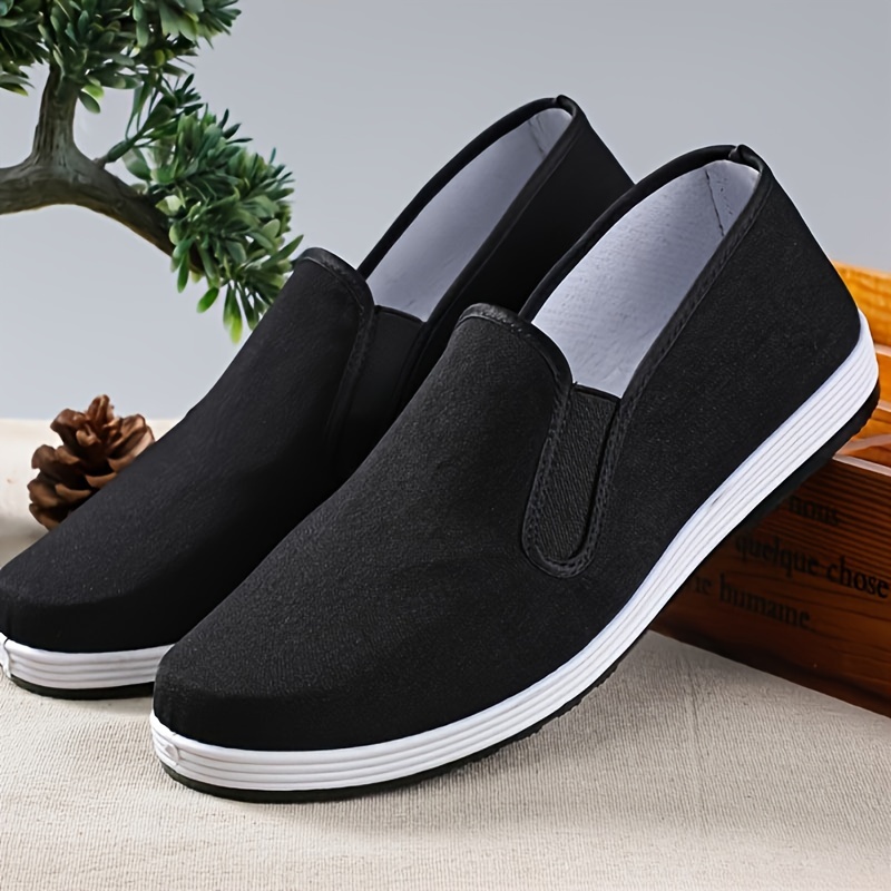 Men's Solid Color Breathable Slip On Walking Shoes, Comfy Non Slip Casual Rubber Sole Shoes, Spring & Summer