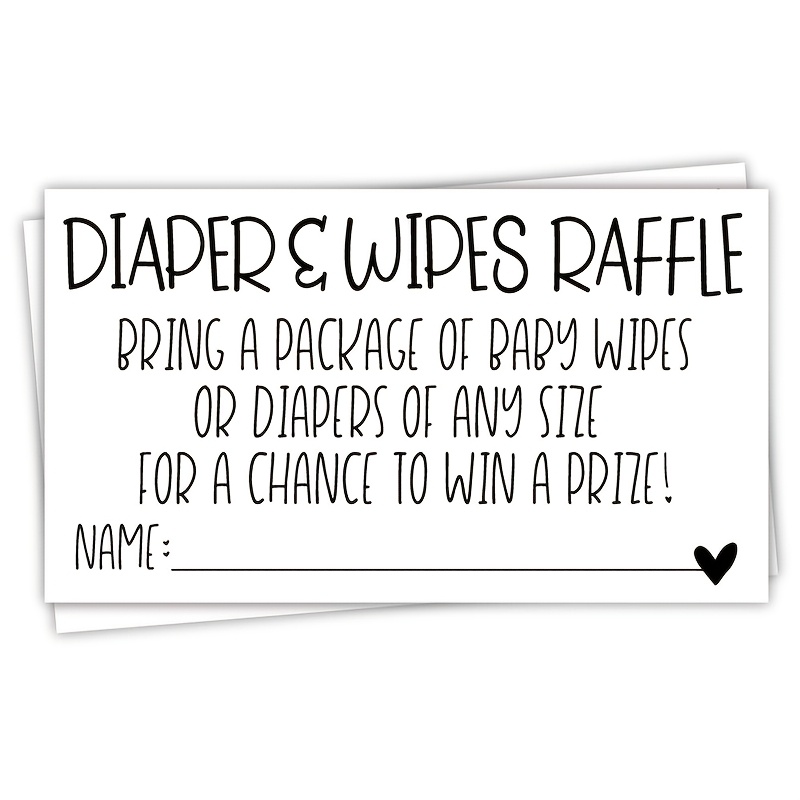 

100pcs Set, Diaper And Wet Wipes Raffle Tickets - Shower Invitation Insert - Shower Game Activities