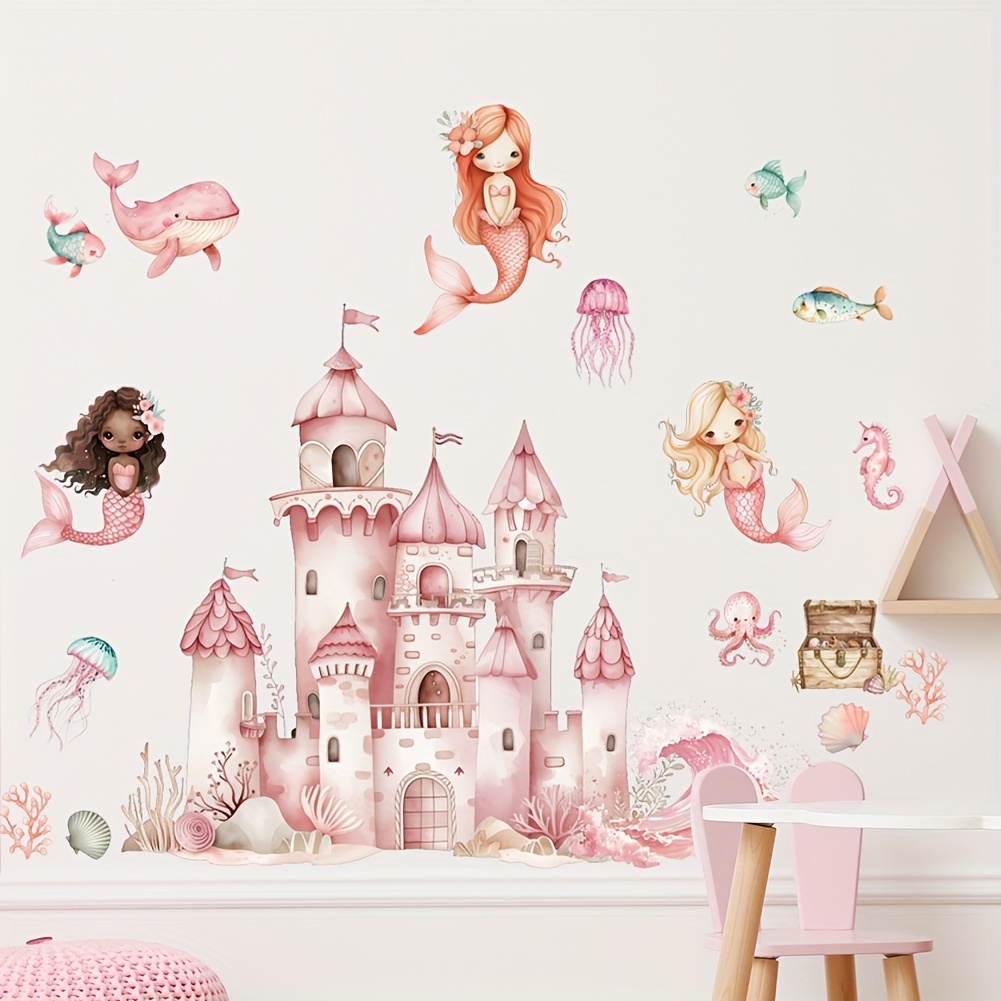 Castle, Marine Animals, Whales, Decorative Wall Stickers, Living Room, Bedroom, Sofa, Background Wall Stickers, Self-adhesive