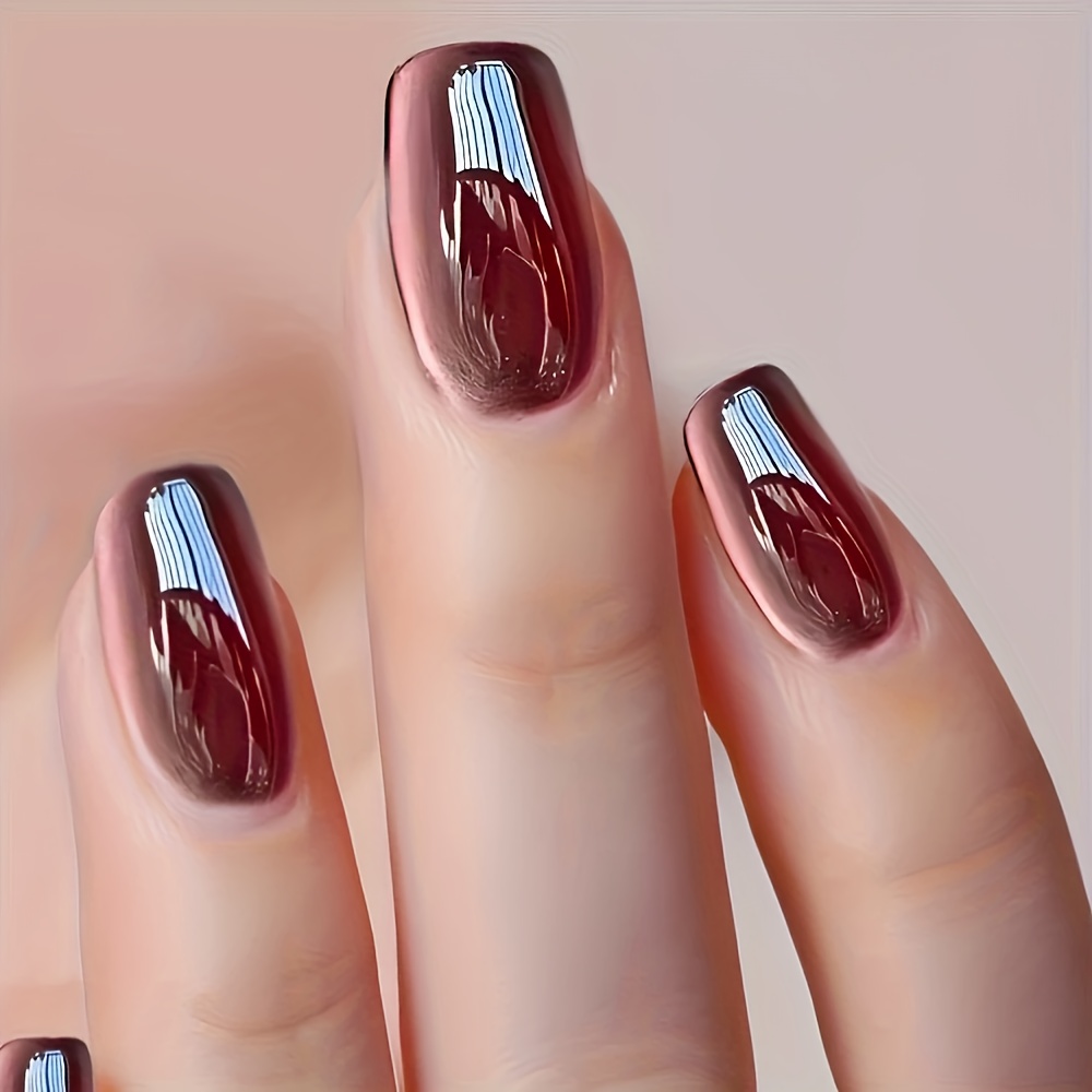 E-shop Verbessere deinen Stil mit 24 tragbaren Nagelpatches, reines und begehrtes Design, hochwertiges Weinrot Katzenaugen-Temperament, vielseitig und