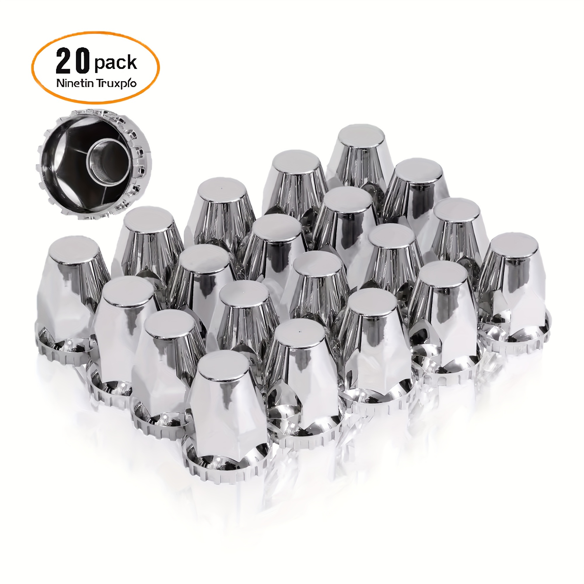 

Chrome-plated Abs Plastic 33mm Thread-on Dome Style Lug Nut Covers For Semi Trucks - Pack Of 20