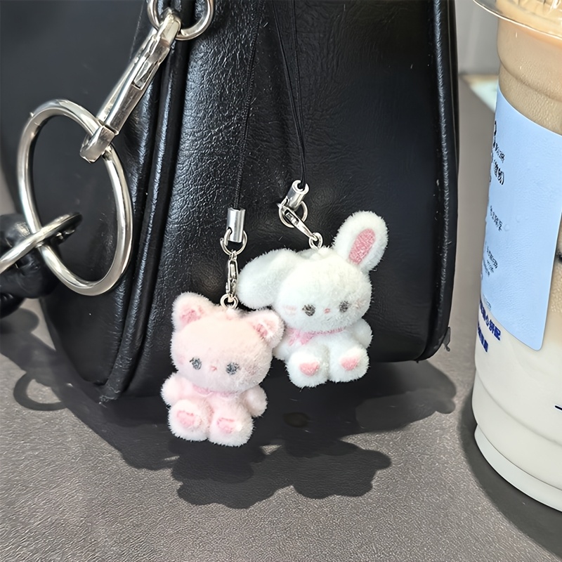 TEMU 2pcs Multicolor Plush Bunny Bear Phone Charms Phone Lanyards Bag Backpack Earphone Case Camera Pendant Decorations Birthday Holiday Gifts